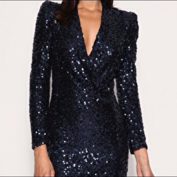 French Connection Sequin Dress in Navy - Picture 2 of 4