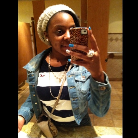 Jean Jacket & Striped Hollister Sweater.