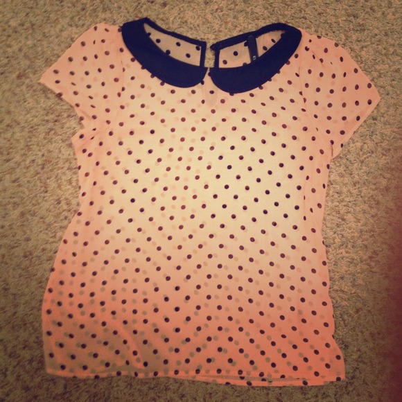 Sheer Polka Dot Peter Pan Style Blouse