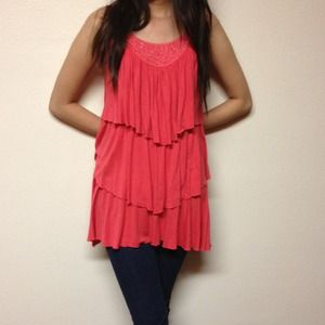 Dark Salmon Flapper Top