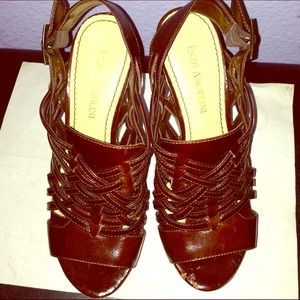 Platform wedge-heel sandals.