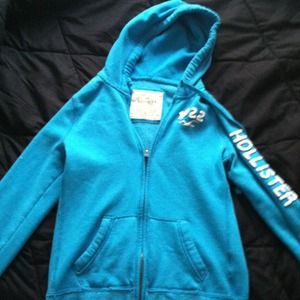 Blue hollister zip up hoodie