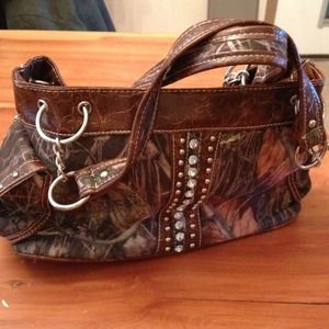 Cute camo with brown leather purse