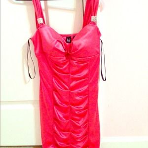 Coral pink mini dress