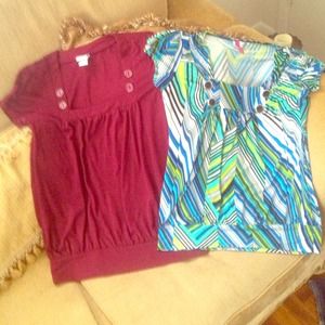 BUNDLE Two juniors XL shot sleeve shirts