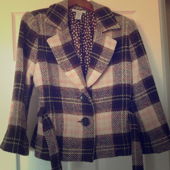 CAbi 3/4 sleeve jacket pink and brown size 14