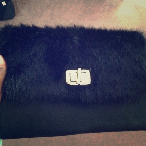 Black and Gold fur clutch