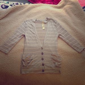 🚫SOLD🚫Grey and White Striped Cardigan