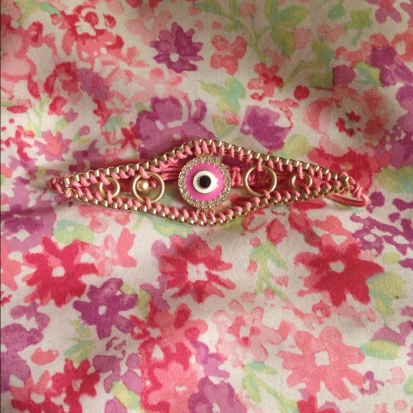 Pink evil eye bracelet