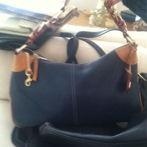 Authentic dooney and bourke navy leather bag