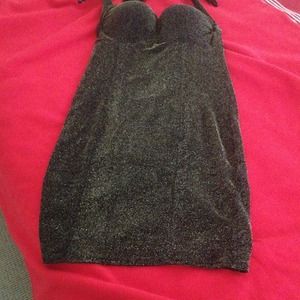 Black with gold sparkle halter dress