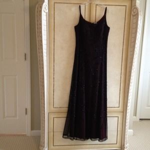 Burgundy dress with black sparkle