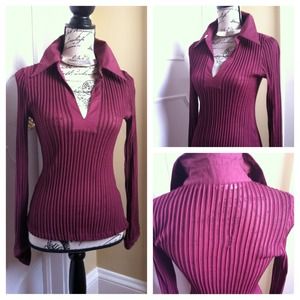 💥CLEARANCE💥✨Guess✨Burgandy sheer striped Shirt