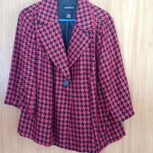 Red & black jacket, 2 black & white jackets.