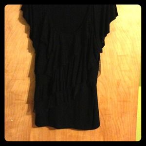 black ruffle shirt