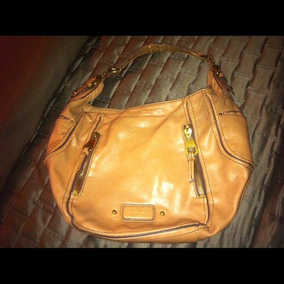 Beige brown nine west leather bag