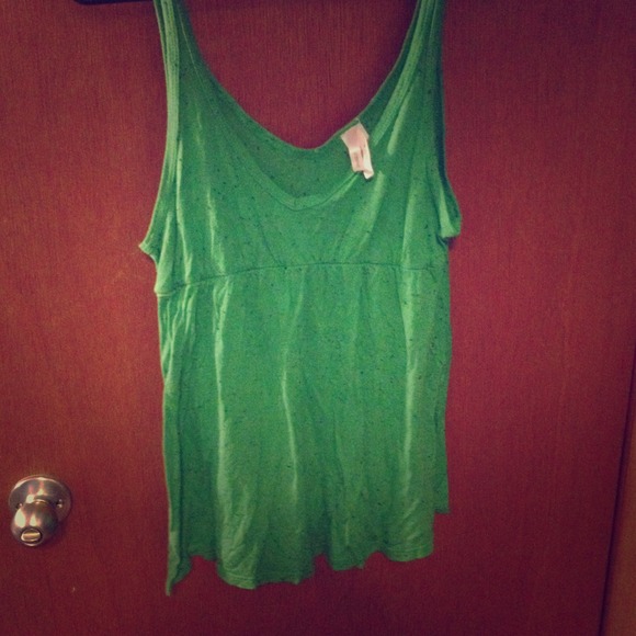 Line green and navy blue v-neck baby doll tank top