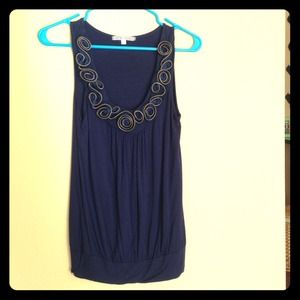 Navy blue top with zipper detail