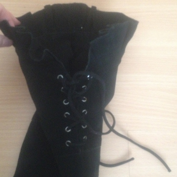 Over the knee black suede tie up boots HOST PICK - Picture 2 of 3