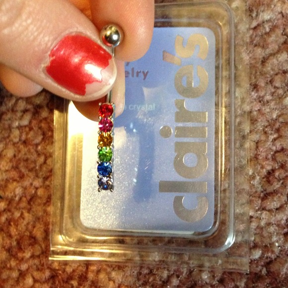 Rainbow belly ring.
