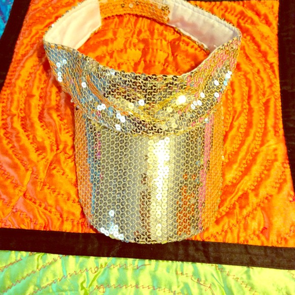 Gold sequin hat.