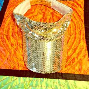 Gold sequin hat.