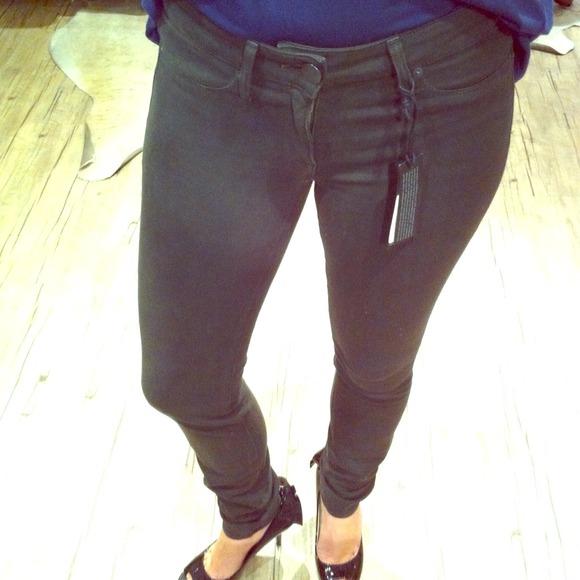 Vince dark olive green skinny stretch jeans