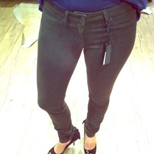 Vince dark olive green skinny stretch jeans