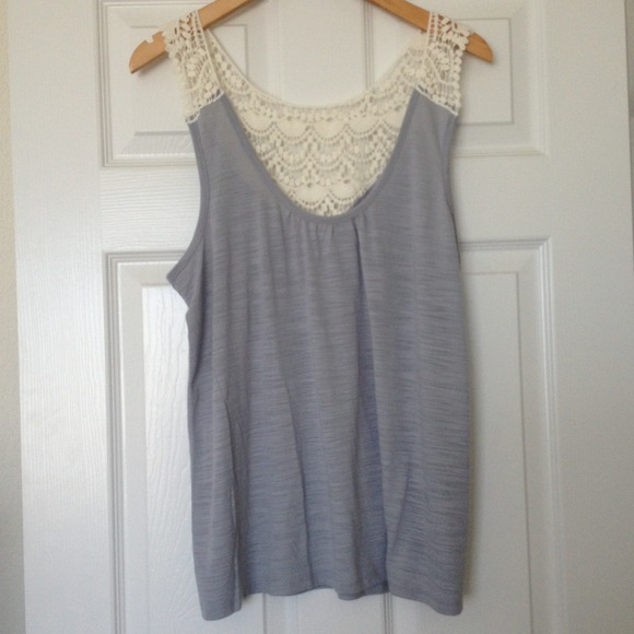 Blue tank with lace back