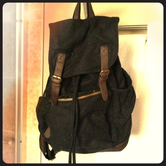 Charcoal and Brown Backpack.