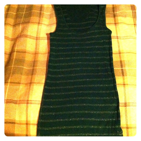 Green and silver striped tank top.