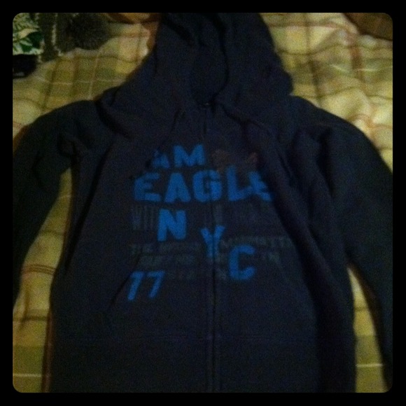 Dark blue scuba neck zip up hoodie.