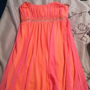 Coral/Orange short dress.  Beautiful