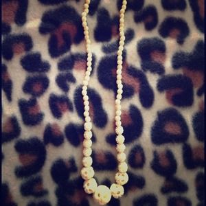 Vintage Faux Ivory Beaded Necklace