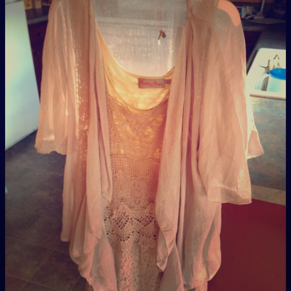 Taupe one piece crochet top lace bottom - Picture 1 of 1