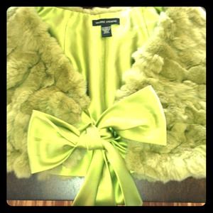 Rabbit fur lime green shrug