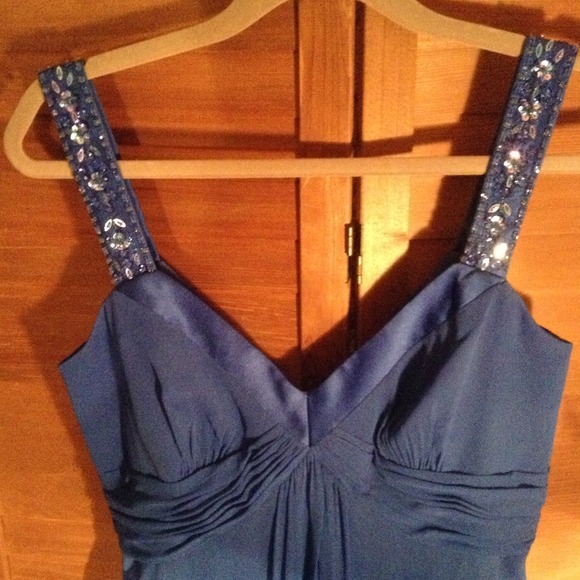 SALE-SZ 8 COBOLT BLUE SEQUIN GRECIAN STYLE DRESS - Picture 2 of 4
