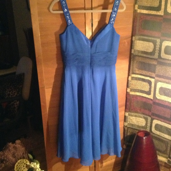 SALE-SZ 8 COBOLT BLUE SEQUIN GRECIAN STYLE DRESS - Picture 3 of 4