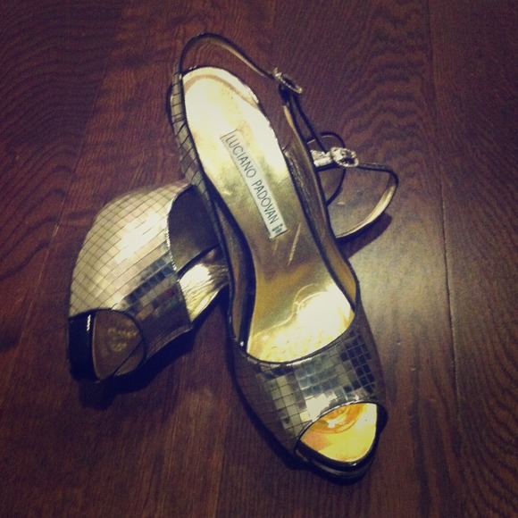 Reflective Silver Luciano Padovan Sling Backs