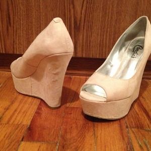 Candie's Blush Suede Wedges.