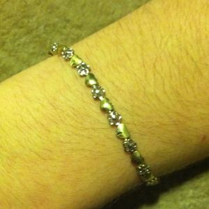 10K gold and sterling silver heart&flower bracelet