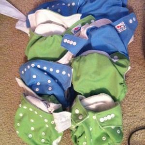 ---Baby Land - blue& green cloth diapers