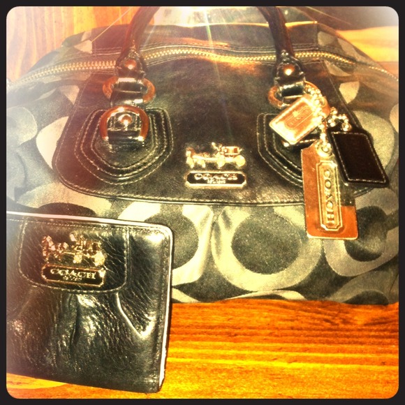 COACH black and grey Madison handbag