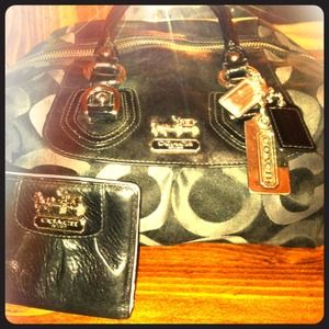 COACH black and grey Madison handbag