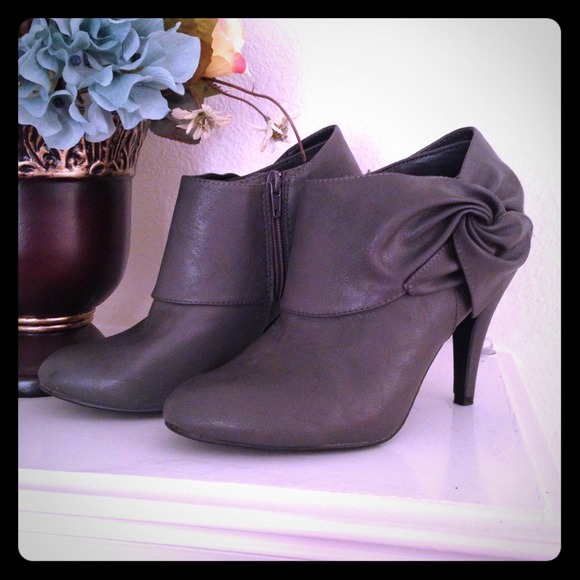 Gray bootie heels