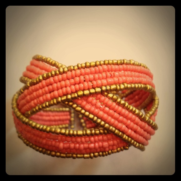Coral W/gold Trim Bracelet
