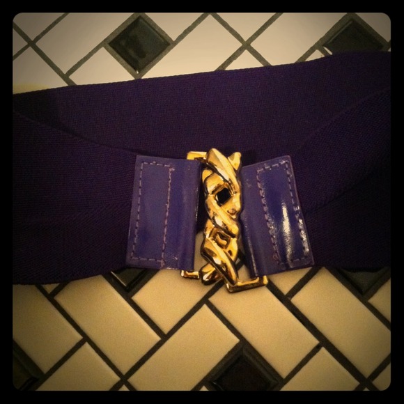 *sold* Vintage Purple Elastic Belt with Gold Clip