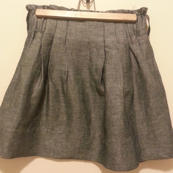 Grey high waisted, denim inspired skirt.