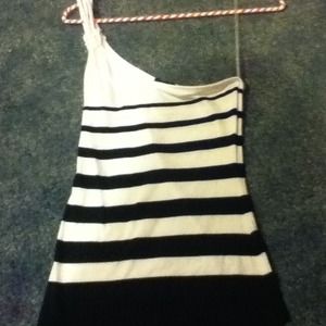 Striped black and white one sleeve shirt