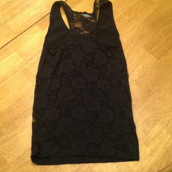 SOLD Black Basic Tank w/ an All Lace Back - Picture 2 of 3